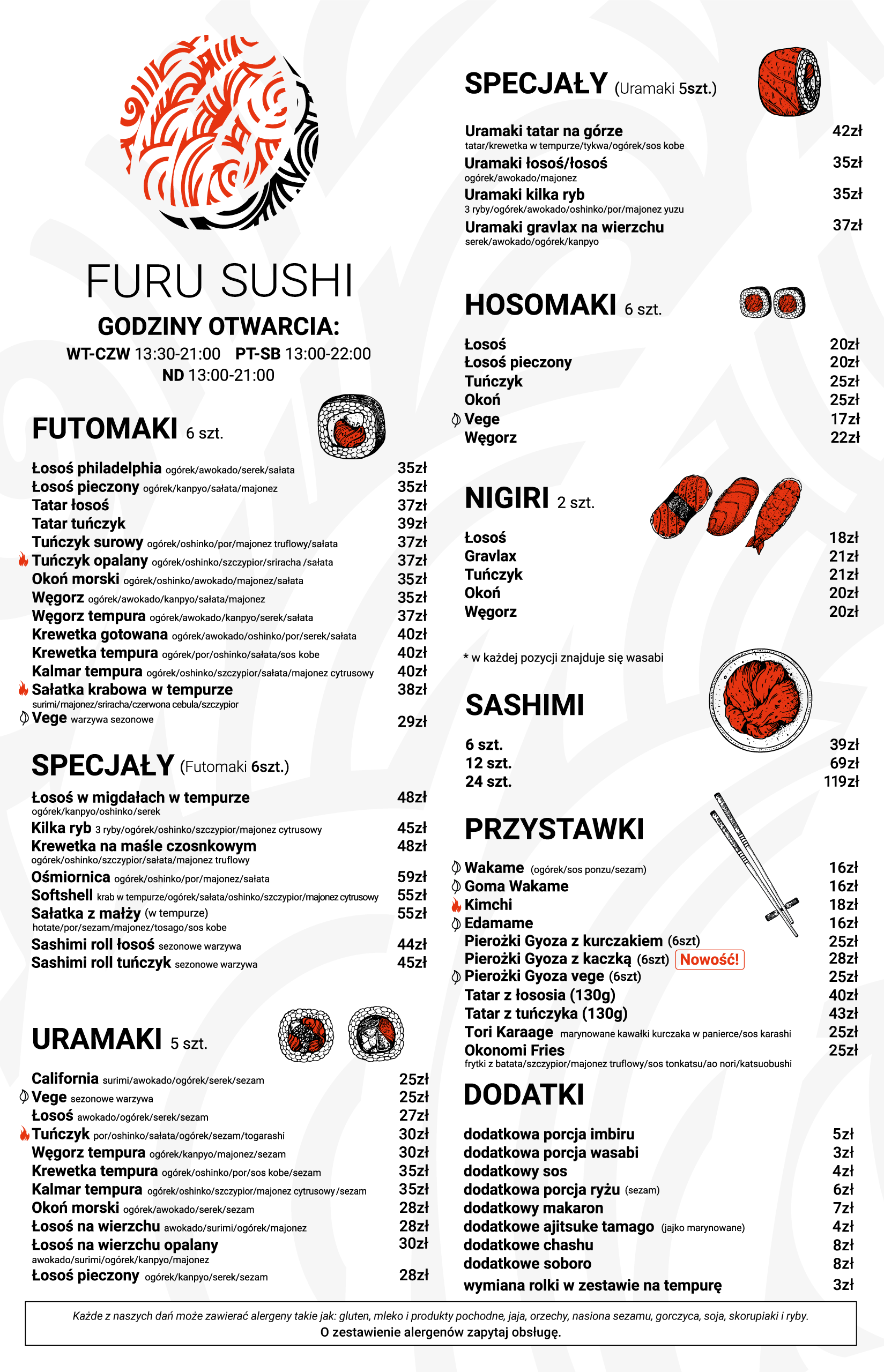 Menu Furu Sushi - zestawy sushi i rolki część 1